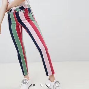 ASOS Denim Striped Straight Leg Pants
